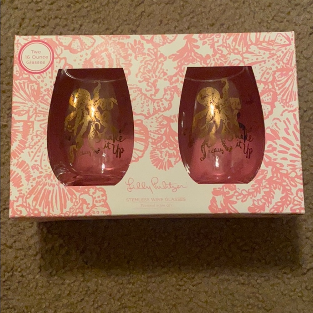 Lilly Pulitzer Stemless Wine Glasses ft. Sea Life